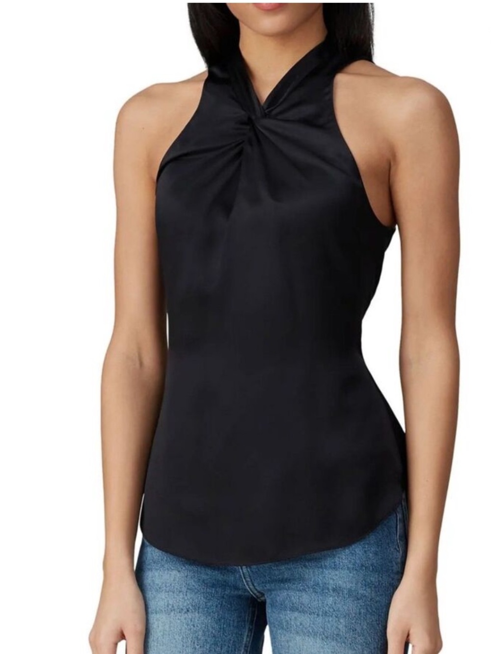 Cinq à Sept Lauren Black 100% Silk Twisted Neck Sleeveless Blouse Size M